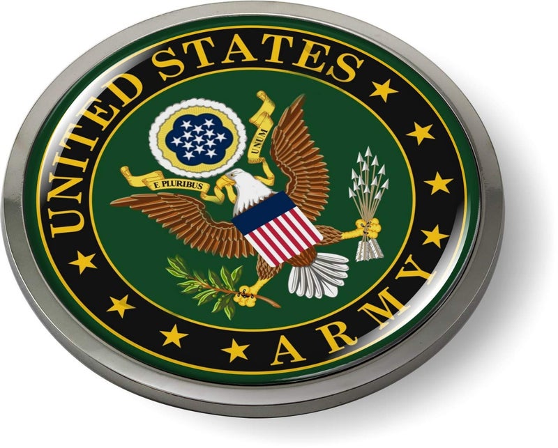 BestLicensePlateFrames - US Army 3D Domed CAR Emblem Badge Sticker Chrome Metal Bezel - Official U.S. Army Licensed Product - Image 1